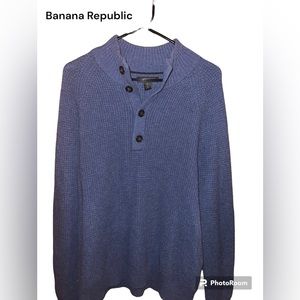 Banana Republic Made of Italian Yarn Mock Neck Top Snap  Button Sweater Size L